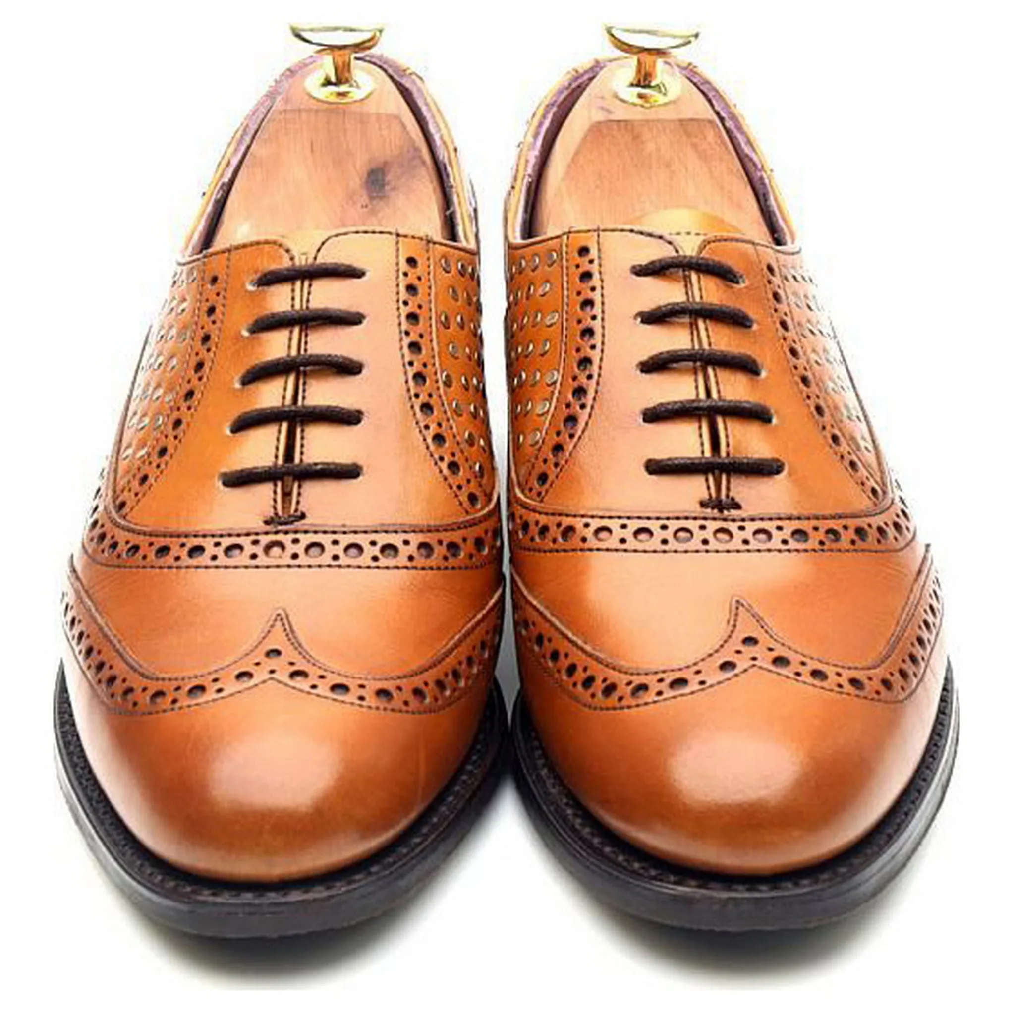 Women's 'Freya' Tan Brown Leather Studded Brogues UK 5 D