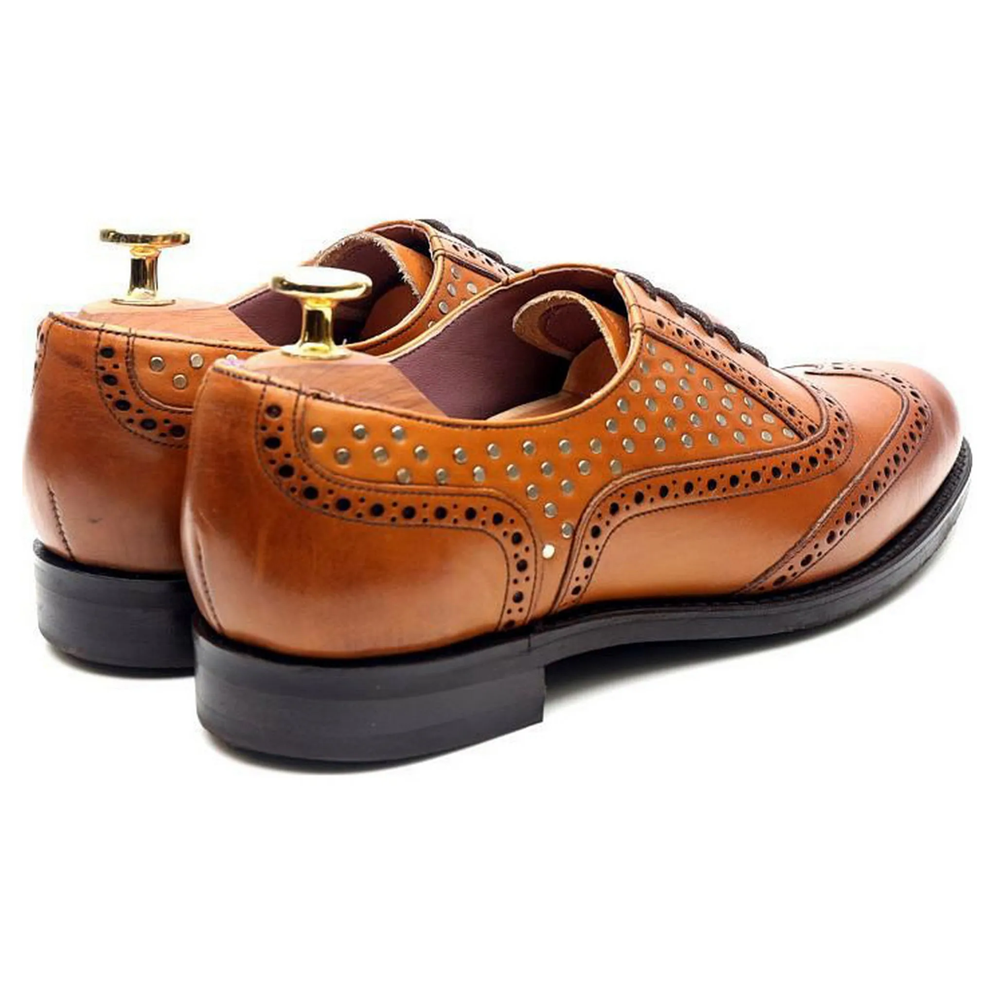 Women's 'Freya' Tan Brown Leather Studded Brogues UK 5 D