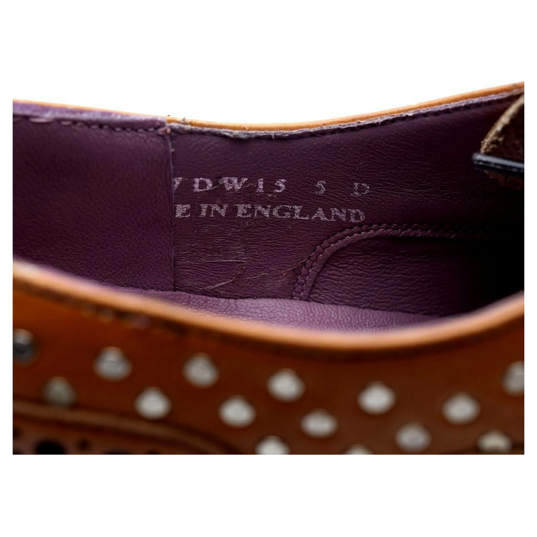 Women's 'Freya' Tan Brown Leather Studded Brogues UK 5 D