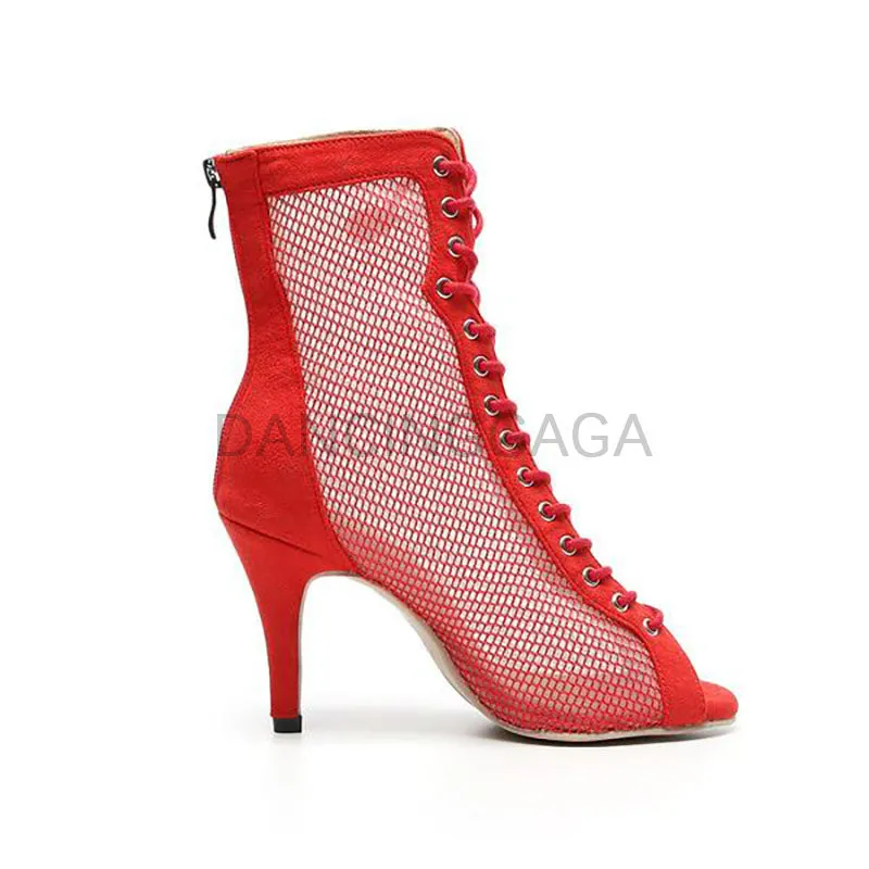 Women's Mesh 10cm Heel Dance Boots Ballroom Dance Shoes Dance Boots