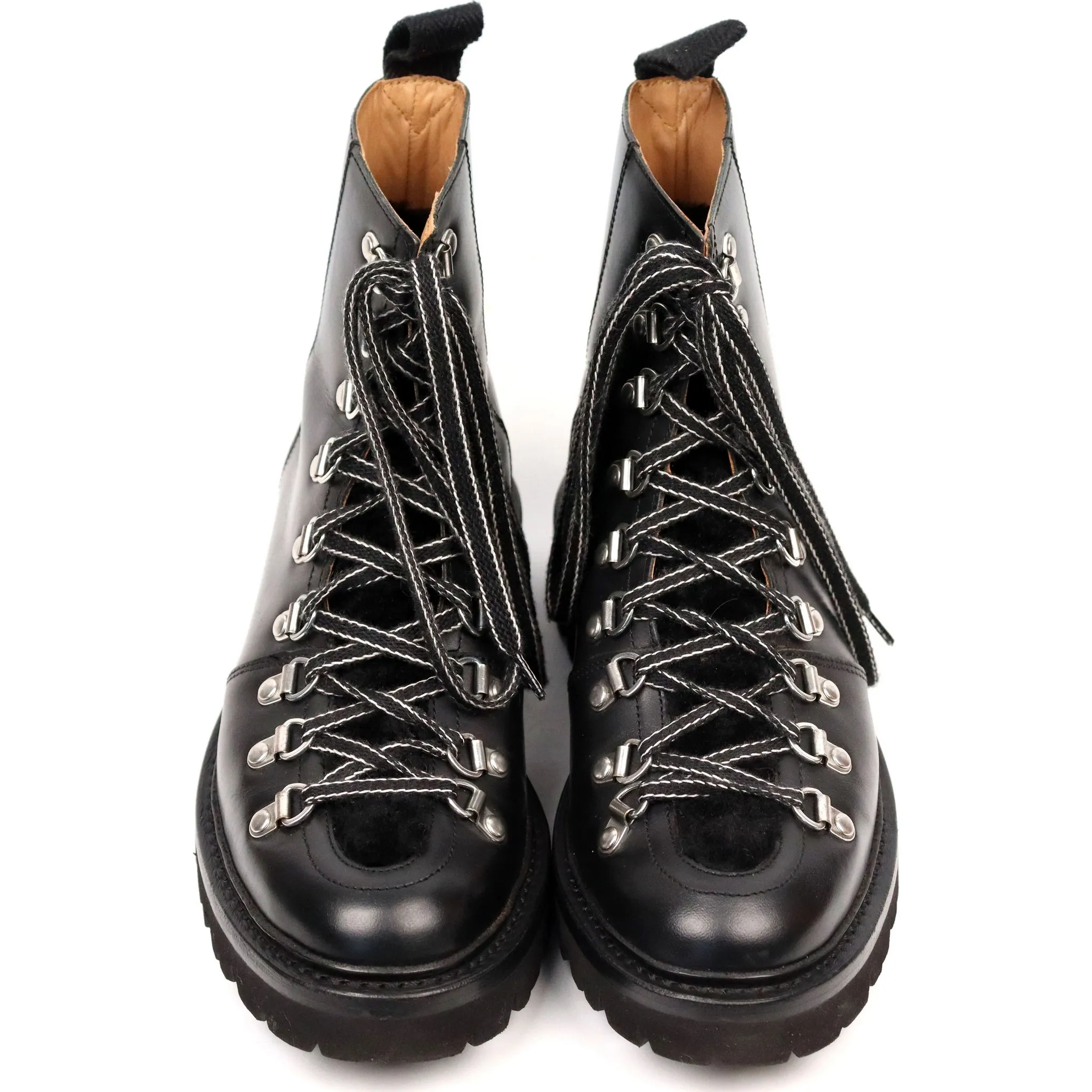 Women's 'Nanette' Black Leather Hiker Boots UK 4.5