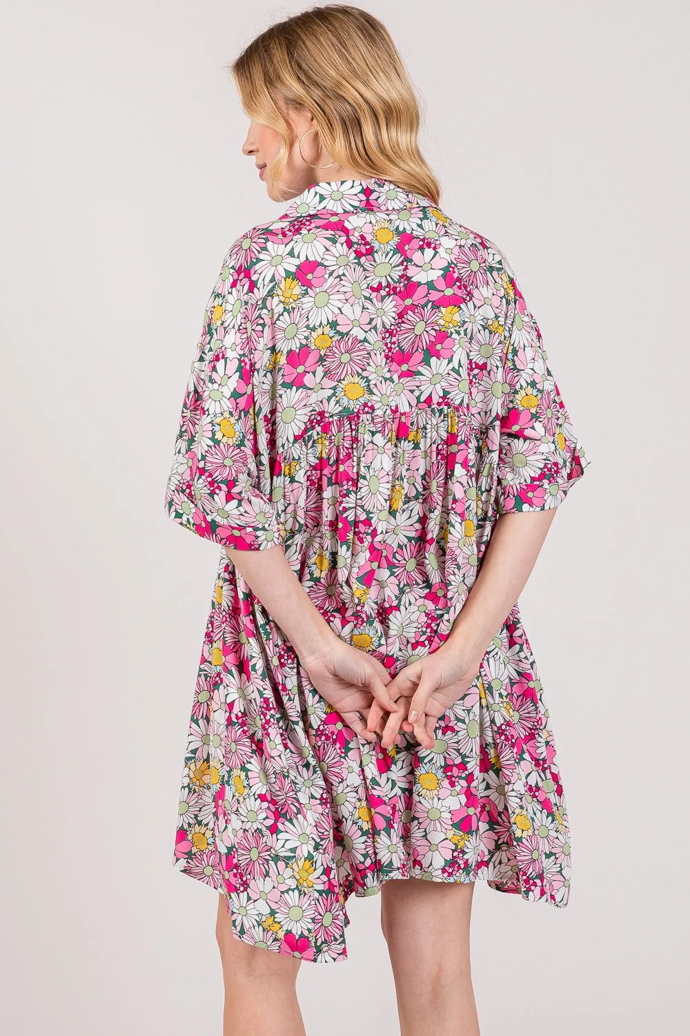 Women's SAGE   FIG Floral Button Down Mini Shirt Dress