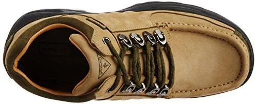 Woodland Men's Khaki Leather Sneakers - 6 UK/India (40 EU)