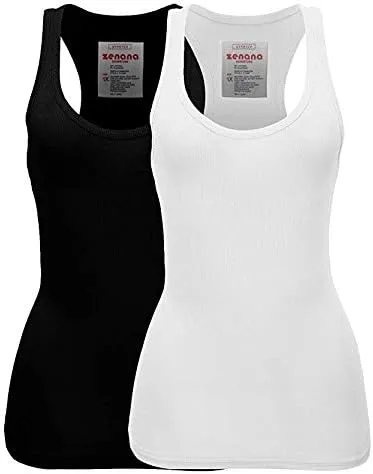 Zenana Women's Plain Solid Color Ribbed Racerback Tank Top Shirt Plus Sizes