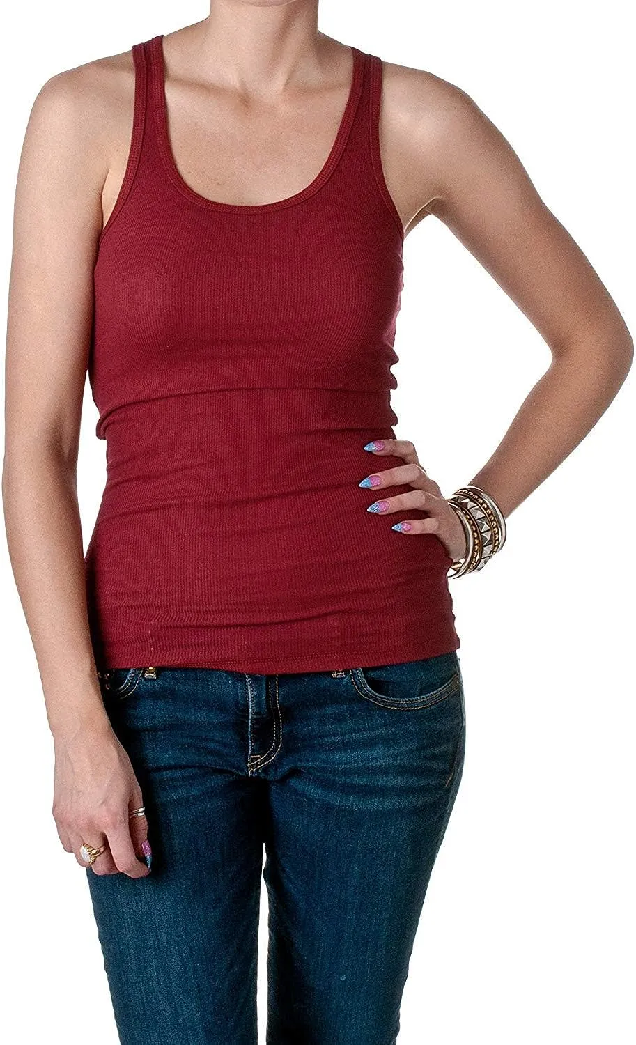 Zenana Women's Plain Solid Color Ribbed Racerback Tank Top Shirt Plus Sizes