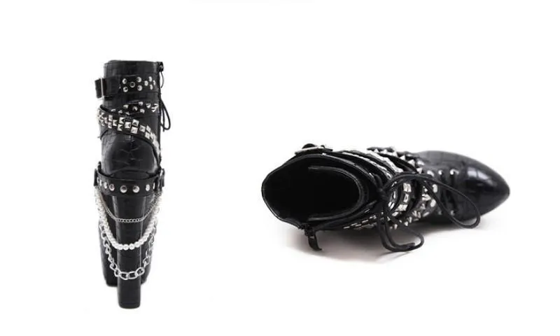 Zip Metal Chains Gothic Boots